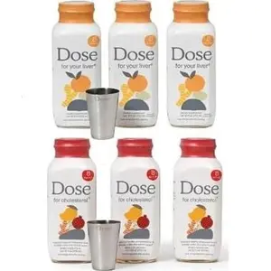 DOSE 6 Pack Bundle 16oz | 3 Liver Detox + 3 Cholesterol Support, Daily Cleanse & Heart Health Formula