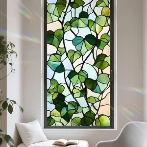 Window Privacy Film Static Cling Stained Sun Blocking Non-Removable Cover for Home Office 17.5x39.3 Inches
