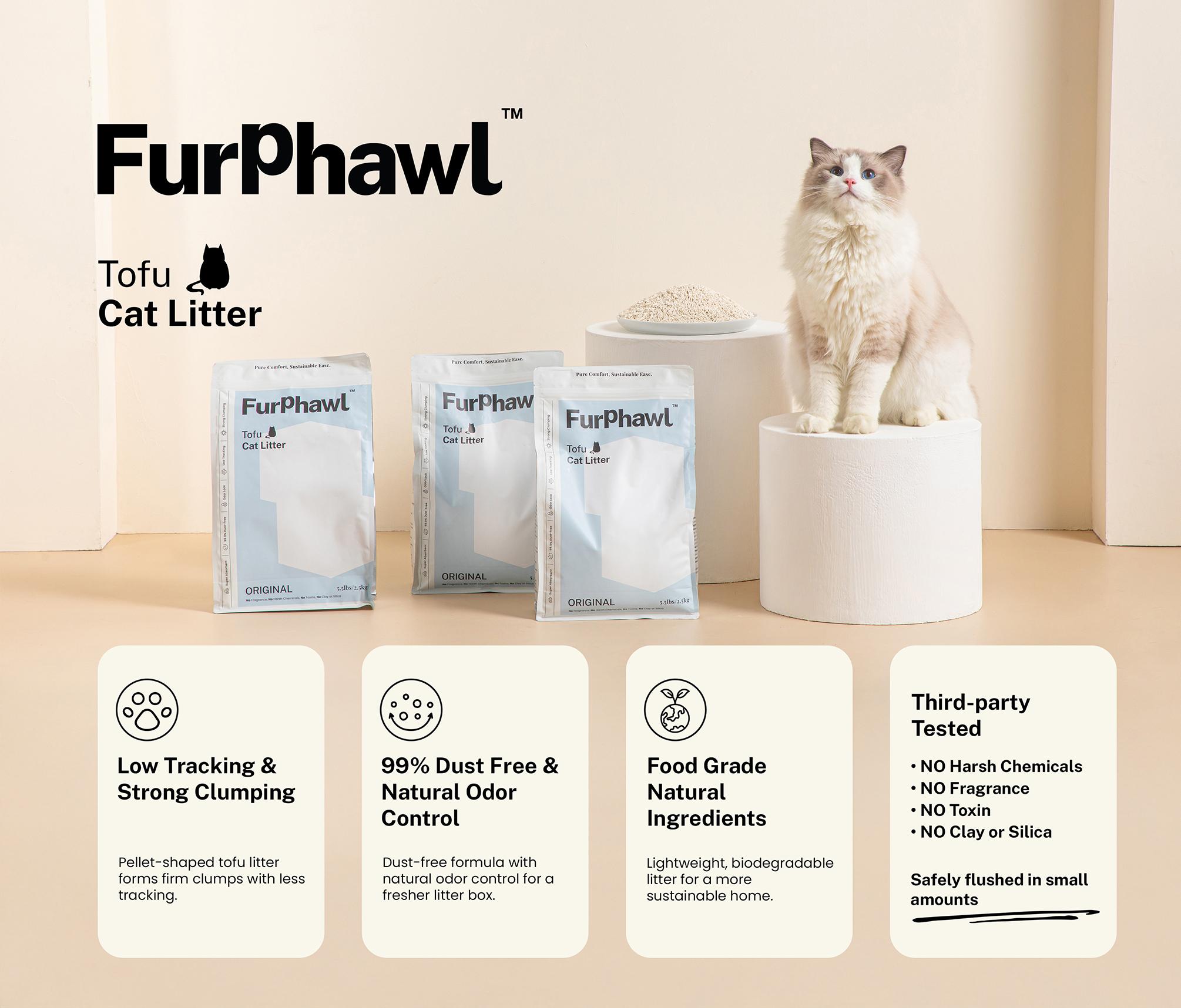 Natural Tofu Cat Litter – Low Dust, Low Tracking, Quick Clumping, Lightweight, Flushable, Odor Control, Kitten Friendly
