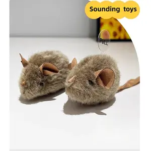 Interactive Cat Toy Realistic Mouse Design Smart Sensor Sound Effect Plush Material Pet Supplies for Cats & Dogs All Seasons Use