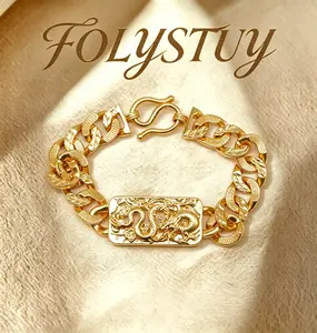 [12mm by 8.2inch Dragon Cuban Bracelet]【FOLYSTUY (YNW03)】Dragon Cuban Bracelet Unisex Elegant Design for Women or Men