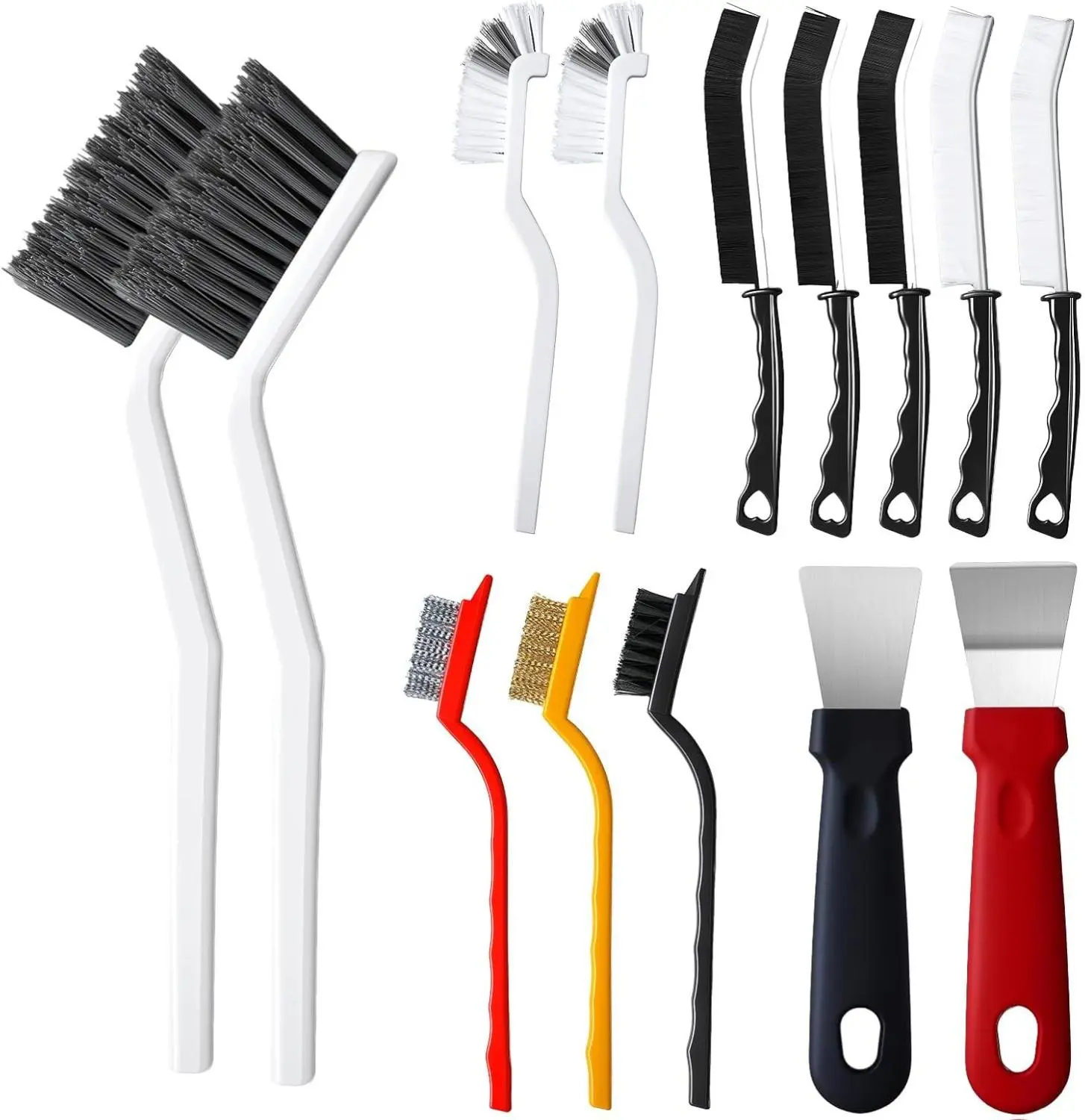 14Pcs Crevice Cleaning Brush Set, V Shape Grout Cleaner Brush for Deep Cleaning Gap, Hard Bristle Scrub Brushes Tools, Cleaning Supplies for Household Use, Bathroom, Kitchen, Toilet, Window