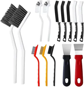 14Pcs Crevice Cleaning Brush Set, V Shape Grout Cleaner Brush for Deep Cleaning Gap, Hard Bristle Scrub Brushes Tools, Cleaning Supplies for Household Use, Bathroom, Kitchen, Toilet, Window