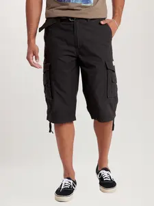 Cordova Men's Cargo Messenger Shorts – Below-the-Knee Utility Shorts with Belt & Multi-Pocket Design