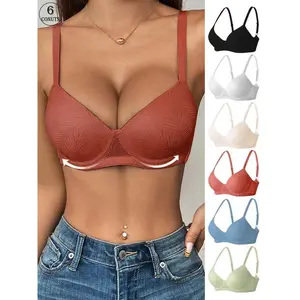 Women's Solid Color Underwire Bra, Soft Comfortable Breathable Push Up Bra, Lingerie Collection for All Seasons, Bra Sets