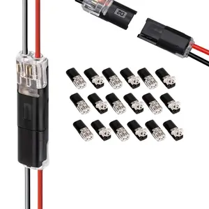 60Pcs Double Wire Plug in Connector Led Light Strip Connectors 2 Pin,Low Voltage Wire Connector with Locking Buckle, No Wire Stripping Cutting
