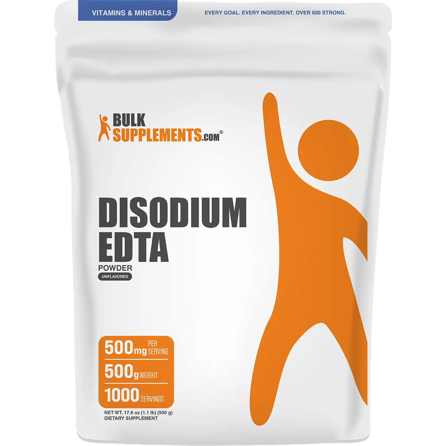 BulkSupplements Disodium EDTA Powder - Antioxidant Chelation Therapy Supplement - Exfoliating Support - 500g Container - 500mg per Serving