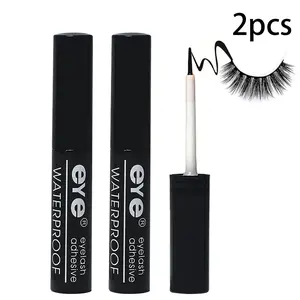 Dual-Pack Waterproof Eyelash Glue Strong Fast-Drying Long-Lasting Adhesive, Precision Brush Head Non-Irritating No Fading, Easy for Beginners