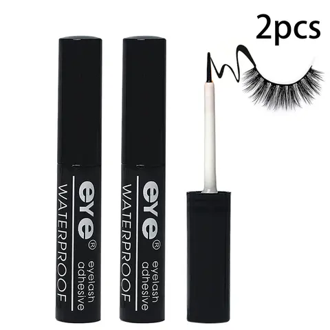 Dual-Pack Waterproof Eyelash Glue Strong Fast-Drying Long-Lasting Adhesive, Precision Brush Head Non-Irritating No Fading, Easy for Beginners, Eyelash Bond Glue, Eyelash Fixer