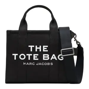 Marc Jacobs Letter-Print Canvas Tote Bag for Women – Mini Crossbody Shoulder Handbag in Black