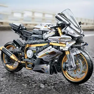 New Platinum Color Motorcycle Stem Building Blocks Toy, 2415 Pieces, Collector Display Set, Perfect Holiday Gift for Ages 14+, Building Block Sets