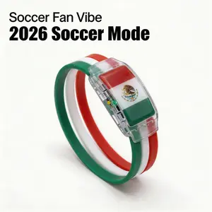 2026 Mexico Soccer Fan Gear Flag LED Wristband Must-Have Fan Cheering Glowing White Light Panel  Silicone Band Mexican Pride Heritage Accessory for Night Gameday Stadium Atmosphere Side Switch Ultimate Supporter Gift International Sports Event 2026 Gear