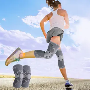 Knee Brace Women's & Men's Fitness Machine - Knee Brace for Men, Elastic Compression Knee Brace for Fitness, Volleyball, Basketball, Running, Sports (Grey)
