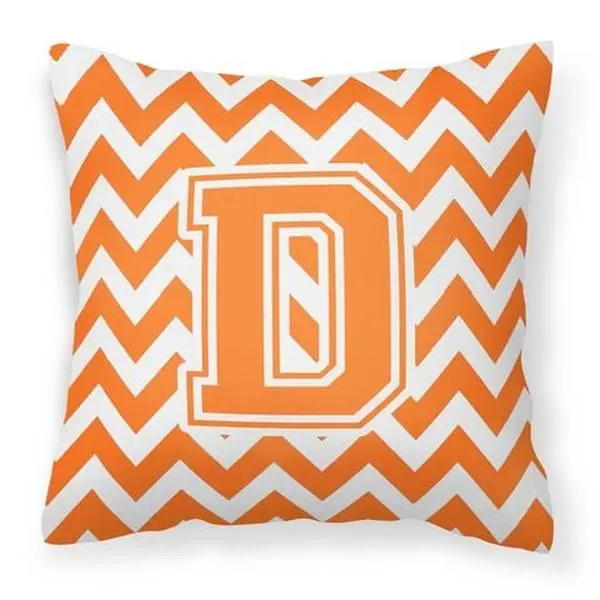 Carolines Treasures CJ1046-DPW1414 Letter D Chevron Orange & White Fabric Decorative Pillow, 14" H x 3" W x 14" L Pillow Sham, 1.1 lbs Outdoor Furniture Accessory for Outdoor Sofas