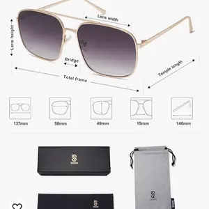 SOJOS Retro Square Aviator Sunglasses