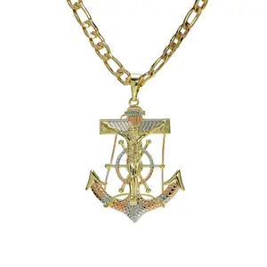 Jesus Christ Anchor with 26" Necklace (24K Gold Plated)