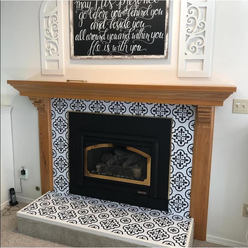 Talavera Stencil  Tile Stencil 8inch Floral Folk Mexican Stencils for Painting on Wall Floor Furniture   Decor