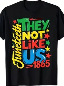 Men'S Juneteenth 1865 Black History Month T-Shirt | Graphic Tee with "They Not Like Us" Slogan, Vibrant Retro Print, Comfortable Casual Short Sleeve, All-Season Round Neck Top