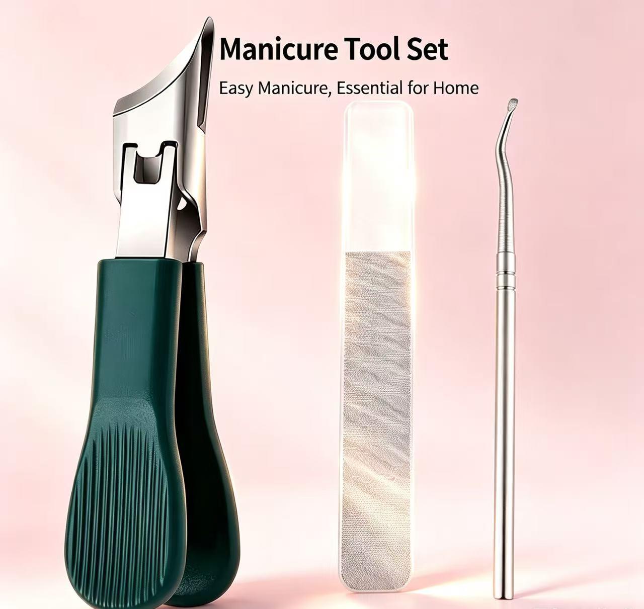 Three-in-One Precision Toe Clippers Set - Strength Design, Eagle Beak-shaped Chamfered Nail Clippers. Multi-functional Large Opening Splash-Proof Home Nail Clippers Set, Suitable for Home Use