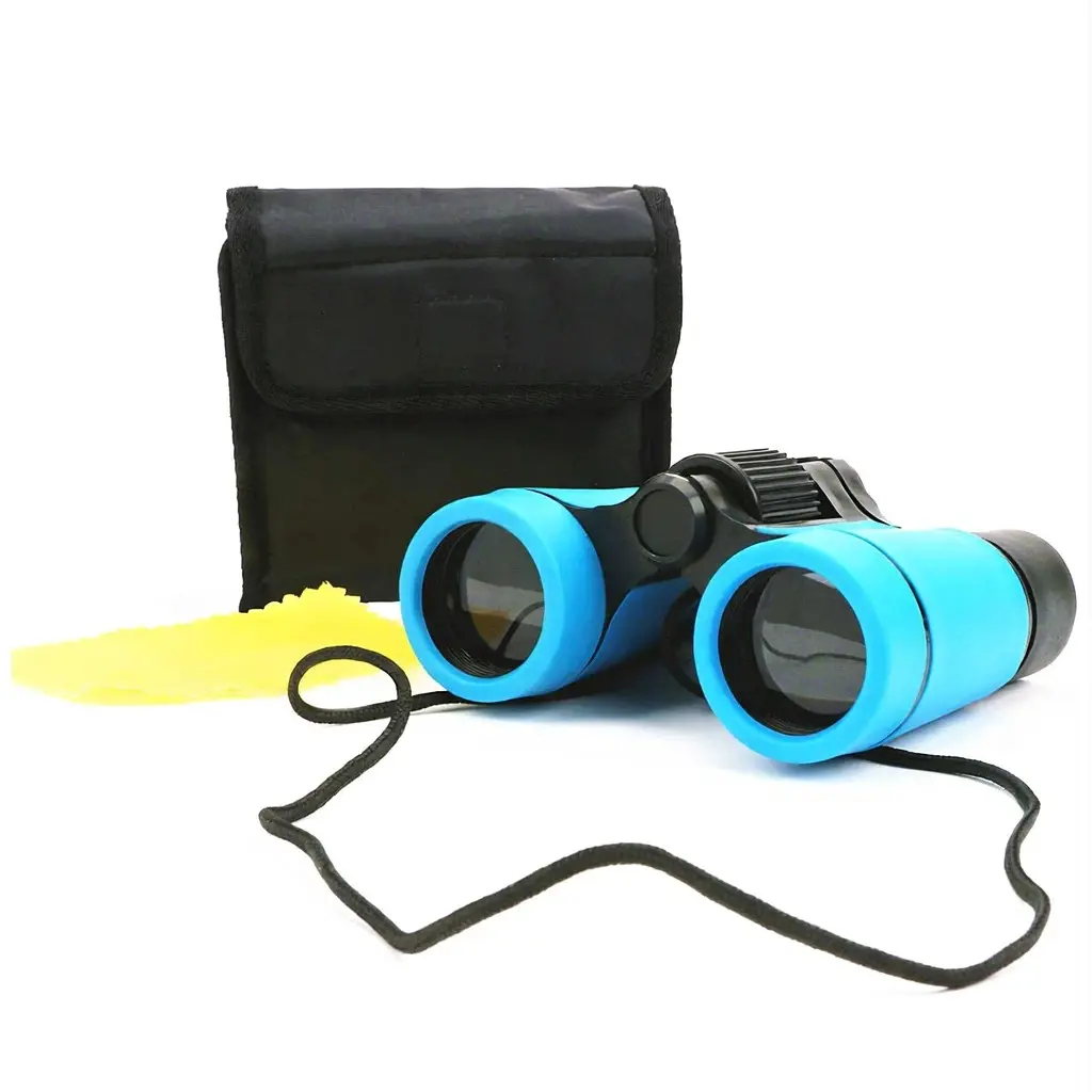 Unisex Kids Binoculars Set - Shock-Proof, Soft Touch, Adjustable, Compact, 4x Zoom, Eye-Friendly, Eye Distance Fit Science Educational Toy for 3-12 Year Olds, Outdoor Bird Watching, Birthday Presents Binoculares