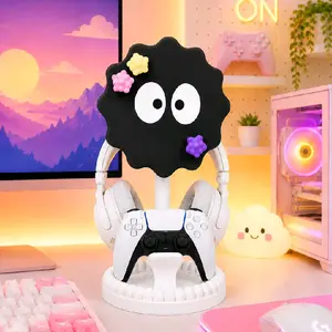 Soot Sprite Headphone Stand & Controller Holder | Gaming Desk Organizer | Cute Kawaii Gamer Room Decor | PS5 Headset Stand