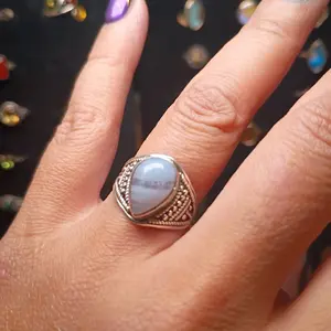 Fixed Size 6 Silver 925 Purity Rings With Synthetic and Natural Crystal Gemstones girl love