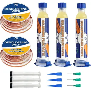 Desoldering Wick and Soldering Flux Paste for Electronics Repair, No Clean Flux, Solder Removal Kit