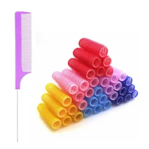 36Pcs Self Grip Small Hair Curlers Heatless Roller Hair Curlers Pro Salon Hairdressing Curler DIY Curly Hairstyle Hair Rollers Tools Rat Tail Comb for Women Medium Short Hair(0.8 x 2.4 Inch) - Home Improvement.