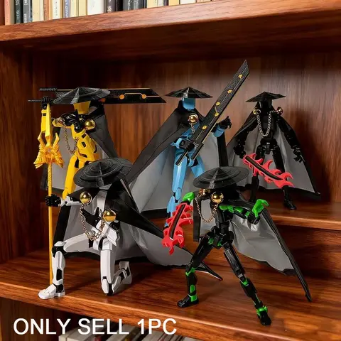 T13 Action Figure - Articulated Figurines Realistic Multi Jointed Poseable Ninja Assassin Model, Collectible Action Figure, Art Collection with Equipment and Cape, Anime Lover Desktop Decor Articulating Figurine, Articulated Figures