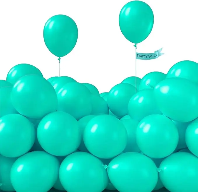 PartyWoo 5-Inch Teal Rubber Decorative Balloon Arch Festive Latex Balloons, 100pcs Turquoise Dark Teal Set for Baby Shower, Mermaid Party Decorations Blue-Y69, Decorative Balloons Balloons