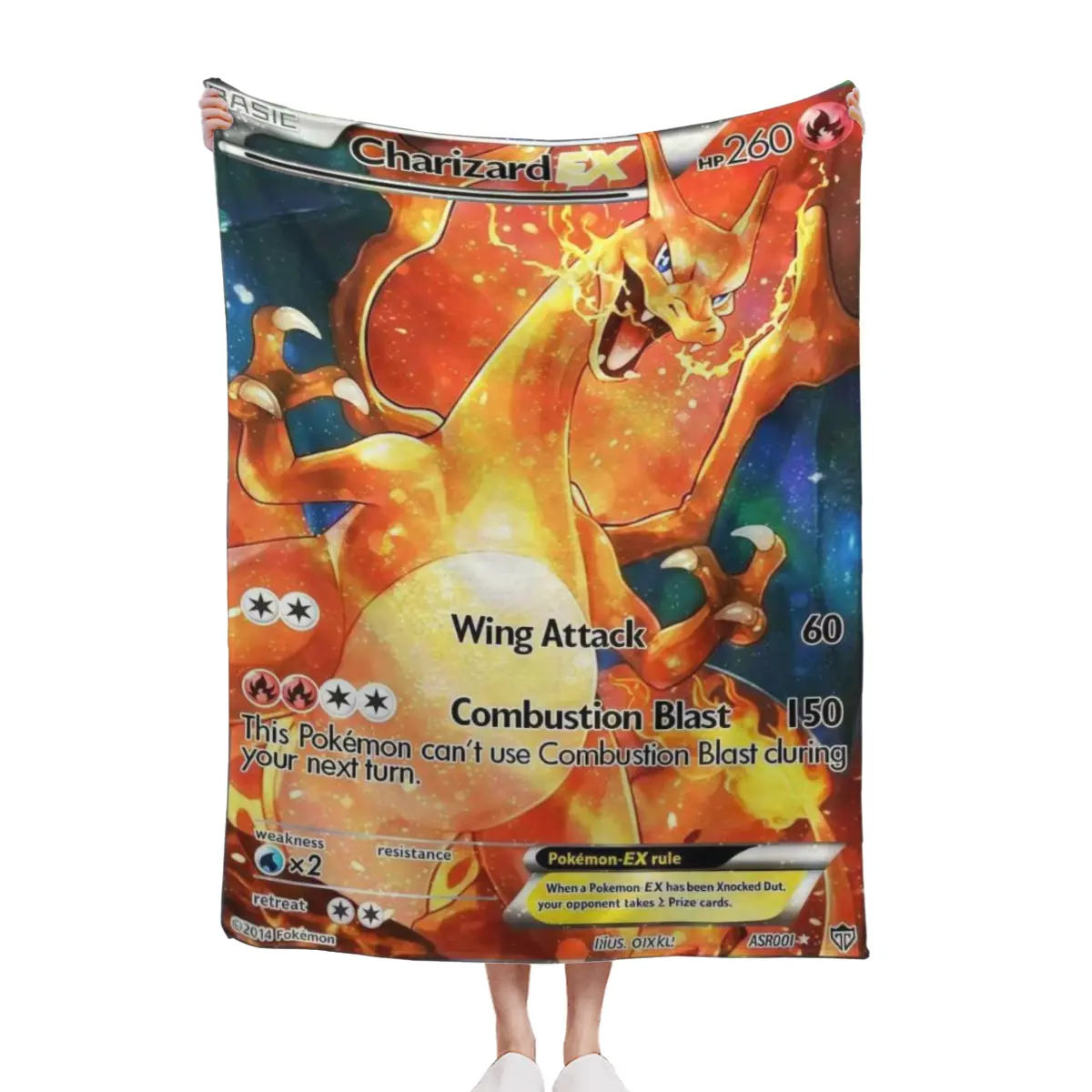 Flame Galaxy Charizard Fleece Blanket, EX Card Full Art Print Throw, Cozy Sofa Bed Gamer Bedroom Decor Blanket 30x40 40x50 50x60 60x80inch