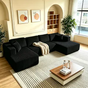 [2 Packages] Niccae 132-Inch U-Shaped Memory Foam Sectional Sofa — An oversized modular design offering "cloud-like" comfort; features deep seating and compressed corduroy fabric, combining space-saving capabilities with a convertible sleeper function.