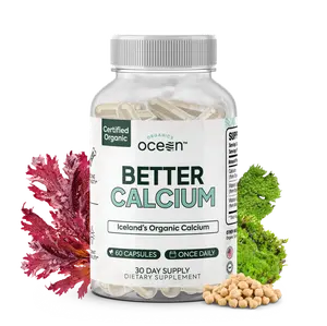 Organics Ocean Better Calcium for Bone Density, Joint Mobility & Bone Strength | Organic with VegD3 + MenaQ7 K2 | 70+ Trace Minerals | No Rock-Based Calcium | Vegan | GMP | 60ct