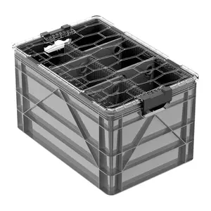 Full Size SidioCrate - GRAY / Add Lid / 1 Long Ways Divider w/ 2 Small Dividers