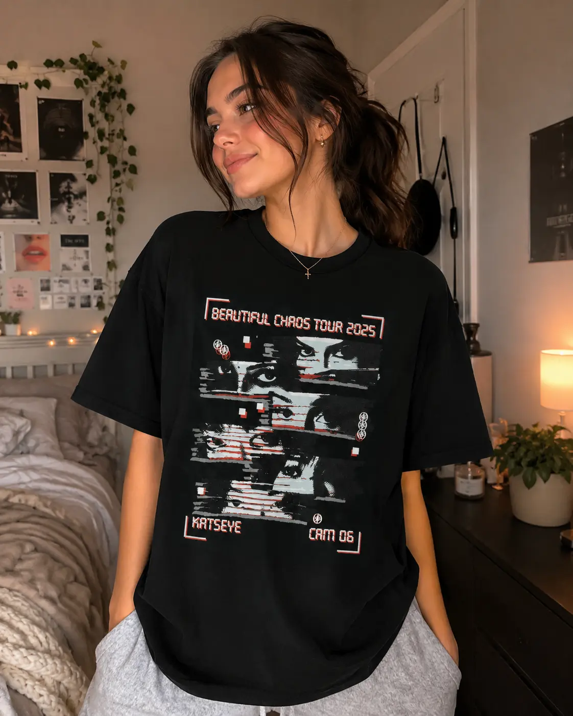 Katseye  "BEAUTIFUL CHAOS Distressed" Tee, The Wildworld Tour Merch, Kpop Graphics Vintage T-Shirt