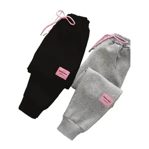 2-Pack Girls’ Casual Long Pants |         Fake Drawstring + Elastic Waist |         Soft Polyester-Spandex Knit, All-Season Wear girl blue gym