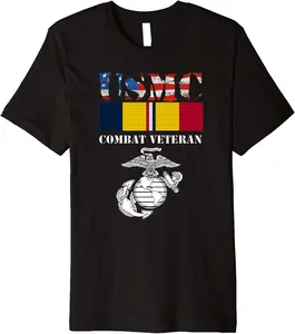 American Flag Combat Action Ribbon Veteran T Shirt - Victoriaj Shop 23B07CPB6K97