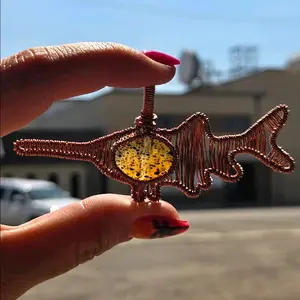 Montana Agate Paddlefish wire wrap pendant
