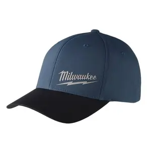 Milwaukee WORKSKIN Blue Fitted Hat for Men & Women - Cotton Moisture-Wicking UPF 50 Sun Protection Lightweight Breathable Cap Performance Curved Visor