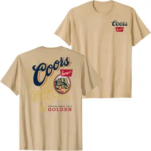 Coors Banquet Vintage Beer Logo Graphic T-Shirt with Retro Brewery Emblem Back Print, Classic Western Style Tee, Heritage Streetwear Unisex Summer Casual Shirt
