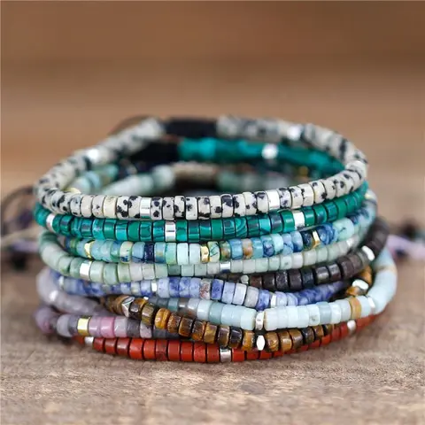 Natural Crystal Beaded Bracelet - Dainty Boho Chic Minimalist Jewelry for Adults, Adjustable Unisex Design, Fits 6.5-8 in Wrist, Christmas Gift, Unique Gift, Brighten Up Wrist, Minimalist Look Pairs with Any Outfit, Daily Wear