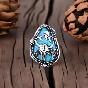 Cow Skull western stretch ring