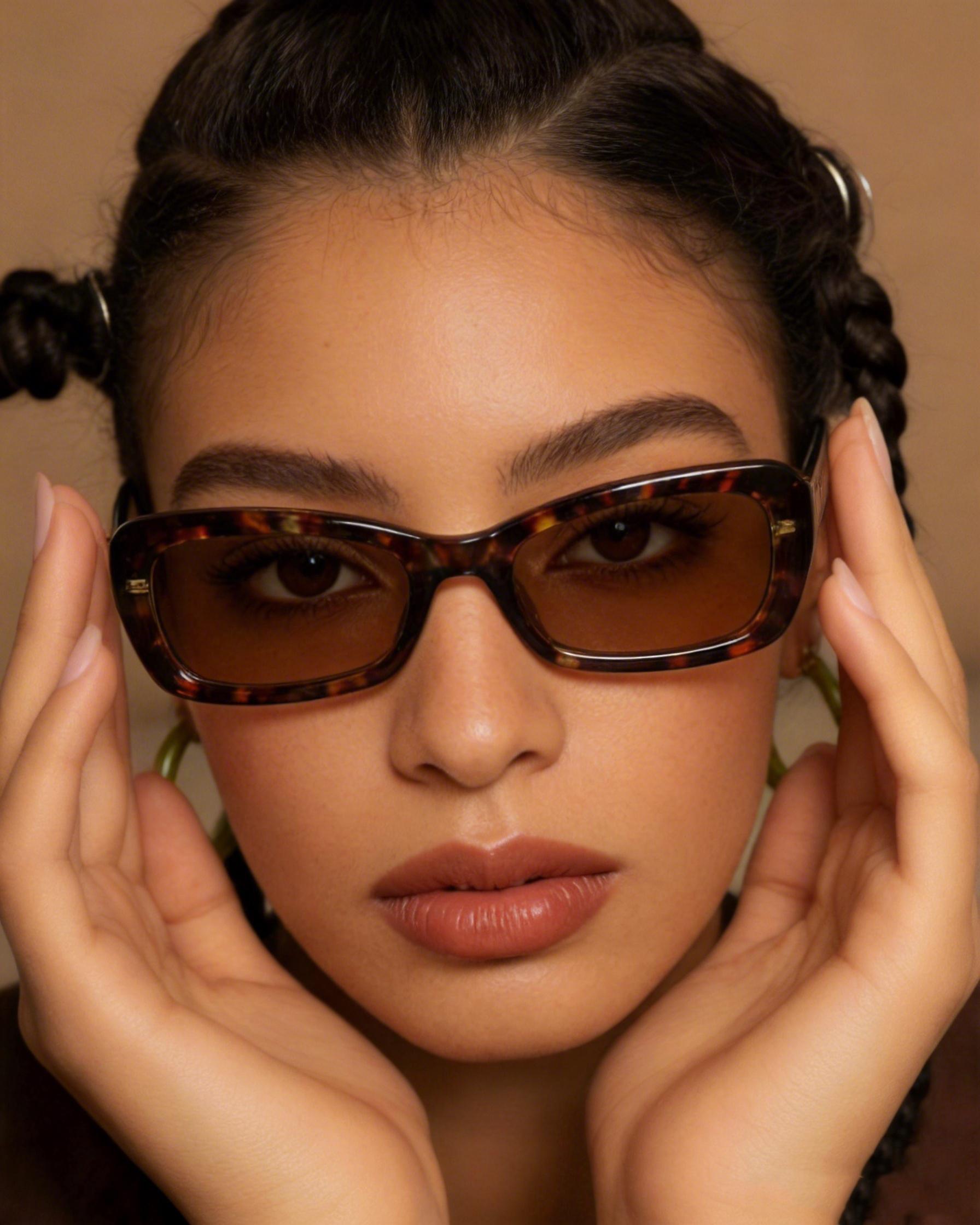 Chunky Retro Rectangular Sunglasses - Bold Slim Frame with Smooth Temple Arms, UV400 Protection Shades Perfect for Y2K Cool Girl Aesthetic and Street Style Must-Haves