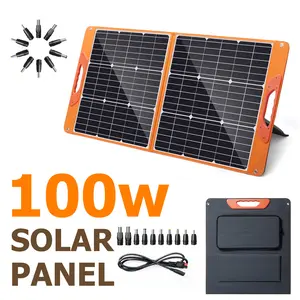 100W Portable Solar Panel for Power Stations, Embrace the sun's power with advanced solar solutions. Foldable 100W Solar Panel for Camping, Hiking, Off-Grid Living. Monocrystalline Folding Solar Panel with 5V USB, 18V DC Output…