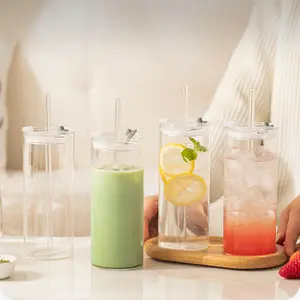 DOTOCOOK 2 Counts 18oz (530ml) Premium Borosilicate Smooth Round Glass Cups, Premium Drinking Glasses - Perfect for Lattes, Cold Brew, Matcha, Cocktails & Holiday Drinks (Christmas, Valentine's Day, Birthday), an Elegant Gift for Any Occasion, Tumbler