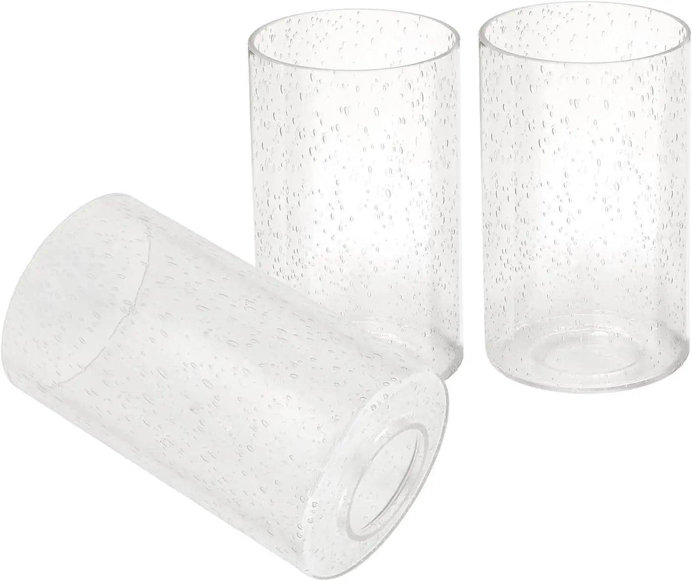 Seeded Glass Lamp Shade 3 Pack, Clear Cylinder Glass Shade for Light Fixture Replacement Globe for Pendant Light Wall Sconce Chandelier, 1 5/8 inch Fitter