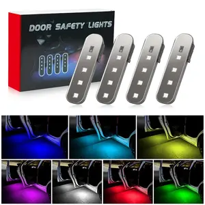 4-Piece USB Colorful LED Car Door Welcome Sensor Light, Wiring-Free Anti-Collision Automotive Interior Decorative Light