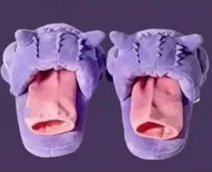 purple monster fluffy cute gengar style slipper set，F size（US5-9）