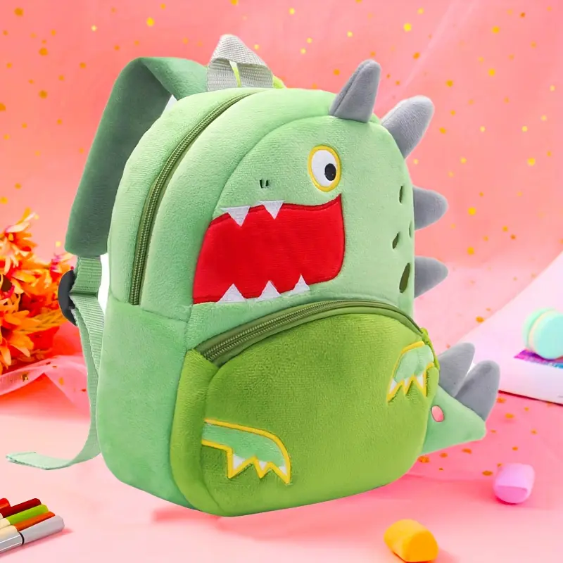 Toddler Dinosaur Backpack, Cute Plush Wool Design, Lightweight School & Travel Bag for Little Kids