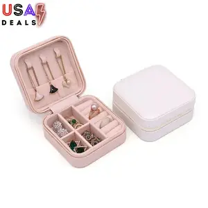 1pc Travel Jewelry Case, Mini PU Leather Organizer For Rings, Earrings & Necklaces, Birthday Gift, Bridal Party Gifts, Christmas Gift Boxes Adjustable